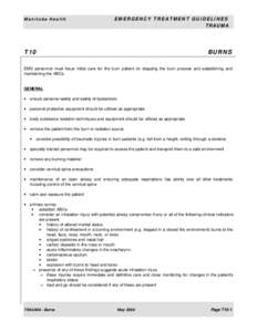 Manitoba Health  EMERGENCY TREATMENT GUIDELINES TRAUMA  T10