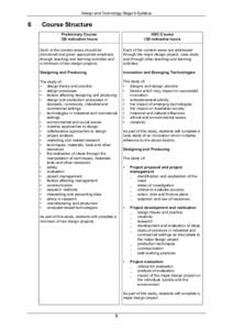 Design and Technology Stage 6 Syllabus  6 Course Structure Preliminary Course