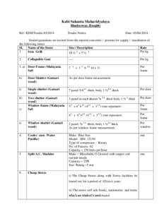 Kabi Sukanta Mahavidyalaya Bhadreswar, Hooghly Ref: KSM/Tender[removed]Tender Notice