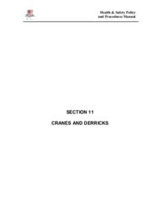 Health & Safety Policy and Procedures Manual SECTION 11 CRANES AND DERRICKS
