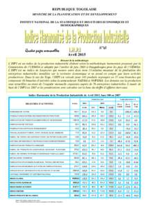 REPUBLIQUE TOGOLAISE MINISTRE DE LA PLANIFICATION ET DU DEVELOPPEMENT INSTITUT NATIONAL DE LA STATISTIQUE ET DES ETUDES ECONOMIQUES ET DEMOGRAPHIQUES  N°40