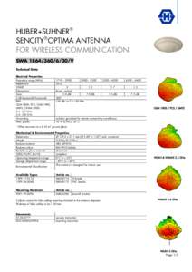 HUBER+SUHNER® SENCITY®OPTIMA ANTENNA FOR WIRELESS COMMUNICATION SWAV Technical Data Electrical Properties