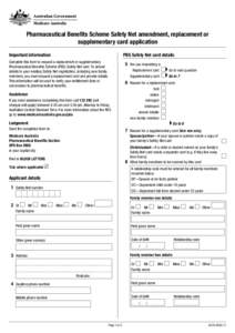 Pharmaceutical Benefits Scheme Safety Net amendment, replacement or supplementary card application Important information PBS Safety Net card details