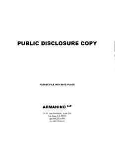 PUBLIC DISCLOSURE COPY  PLEASE FILE IN A SAFE PLACE ARMANINO
