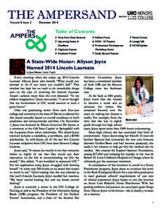 THE AMPERSAND V olume 8 I ssue 2 D ecember[removed]Table of Contents
