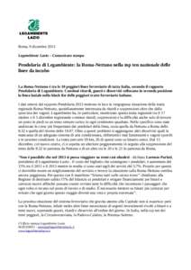 Roma, 9 dicembre 2013 Legambiente Lazio – Comunicato stampa Pendolaria di Legambiente: la Roma-Nettuno nella top ten nazionale delle linee da incubo La Roma-Nettuno è tra le 10 peggiori linee ferroviarie di tutta Ital