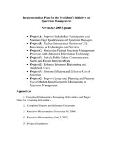 National Telecommunications and Information Administration / Deliverable / Wireless / Frequency assignment authority / Federal Communications Commission / Government / Radio spectrum / Spectrum management / Technology