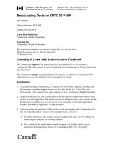 Broadcasting Decision CRTC 2011-xx