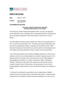 NEWS RELEASE Date: March 21, 2013  Contact: