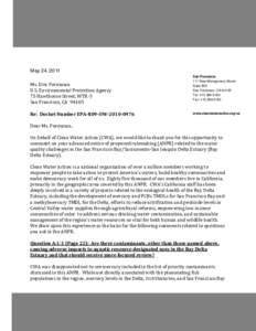 Clean Water Action on EPA San Francisco Bay Delta Estuary Water Quality Advanced Notice of Proposed Rulemaking Docket number EPA-R09-OW[removed]