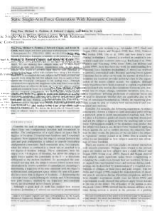 J Neurophysiol 93: 2752–2765, 2005; doi:jnStatic Single-Arm Force Generation With Kinematic Constraints Peng Pan, Michael A. Peshkin, J. Edward Colgate, and Kevin M. Lynch Laboratory for Intelligen