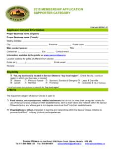 2015 MEMBERSHIP APPLICATION SUPPORTER CATEGORY Valid untilApplicant Contact Information