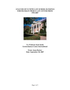 Higher education / Manhattan / Law school rankings in the United States / Benjamin N. Cardozo School of Law / Yeshiva University / Santa Clara University / Stanford University / Franklin Pierce / Columbia University / Education / Middle States Association of Colleges and Schools / Association of American Universities