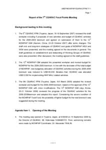 UNEP/NOWPAP/CEARAC/FPM 7/11 Page 1 Report of the 7th CEARAC Focal Points Meeting  Background leading to this meeting