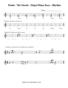 Triads - 7th Chords - Major/Minor Keys - Rhythm Name_____________________ &  ˙˙˙