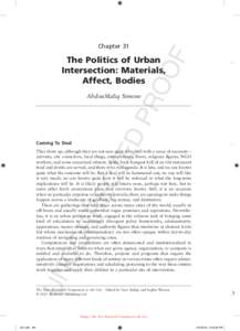 Chapter 31  The Politics of Urban Intersection: Materials, Affect, Bodies AbdouMaliq Simone