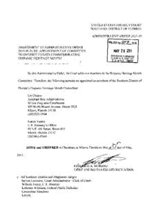 UNITED STATES DISTRICT COURT   SOUTHERN DISTRICT OF FLORIDA ADMINISTRATIVE ORDER[removed]