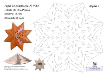 Papel de construção № 908n  página 1 Estrela De Oito Pontas diâmetro : 18,7 cm