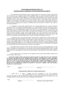 Stone Harbor Wilderness Supply Rental Agreement, Waiver and Release of Liability form