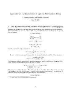 Appendix for: An Exploration of Optimal Stabilization Policy N. Gregory Mankiw and Matthew Weinzierl May 31, 2011