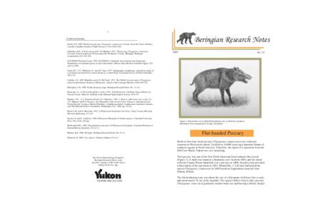 4  Beringian Research Notes Additional Reading Beebe, B.F[removed]Pleistocene peccary, Platygonus compressus LeConte, from the Yukon Territory,