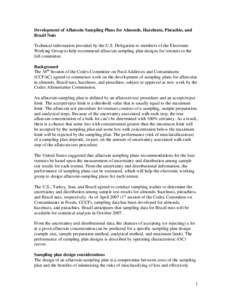 Development of Aflatoxin Sampling Plans for Almonds, Hazelnuts, Pistachio, and Brazil Nuts Technical information provided by the U.S. Delegation to members of the Electronic Working Group to help recommend aflatoxin samp