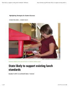 State likely to support existing lunch standards | EdSource