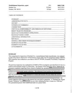 Sundland Inc Establishment Inspection Report