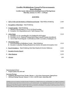 Cowlitz-Wahkiakum Council of Governments Board Meeting Cowlitz County Administration Building, General Meeting Room Thursday, January 23, 2014 ~ 12:00 pm  AGENDA