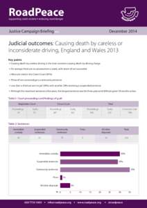 RoadPeace supporting crash victims l reducing road danger Justice Campaign BriefingDecember 2014