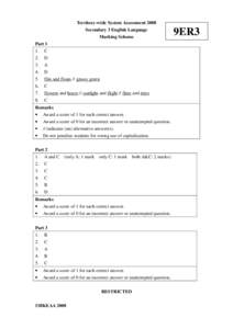 Territory-wide System Assessment 2008 Secondary 3 English Language Marking Scheme Part[removed].