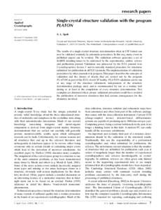 Condensed matter physics / Materials science / Crystallographic databases / Chemical bonding / Acta Crystallographica / Cambridge Structural Database / Hydrogen bond / Crystal / Validation / Chemistry / Science / Crystallography