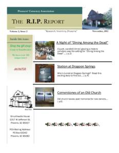 Pioneers’ Cemetery Association  THE R.I.P. REPORT Volume 2, Issue 2  “Research, Inventory, Preserve”