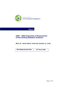 Report  2005 – 2006 Programme of Measurement of Non-Ionising Radiation emissions – Garda Station, Ardee Rd, Dundalk, Co. Louth