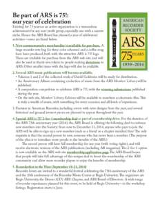 Be part of ARS is 75!: our year of celebration