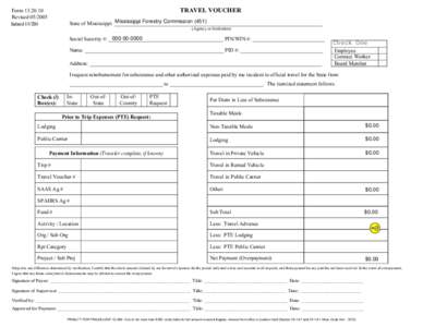 TRAVEL VOUCHER  Form[removed]Revised[removed]Mississippi Forestry Commission (451)