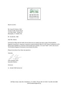 March 16, 2012  Ms. Susan M. Hudson, Clerk Vermont Public Service Board 112 State Street – Drawer 20 Montpelier, VT[removed]