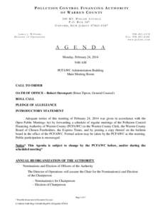 POLLUTION CONTROL FINANCING AUTHORITY OF WARREN COUNTY 500 MT. PISGAH AVENUE P.O. BOX 587 OXFORD, NEW JERSEY[removed]James J. Williams