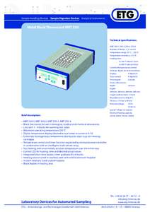 Sample Handling Devices Sample Digestion Devices Analytical Instruments  ETG Metal Block Thermostat MBT 250