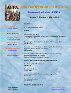 881  PHILOSOPHICAL PRACTICE Journal of the APPA Volume 7 Number 1 March 2012