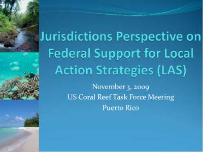 November 3, 2009 US Coral Reef Task Force Meeting Puerto Rico LAS History  Puerto Rico Resolution –varying levels of