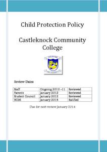 Child Protection Policy Castleknock Community College Review Dates Staff