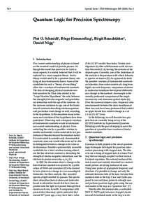 54 •  Special Issue / PTB-Mitteilungen[removed]), No. 2 Quantum Logic for Precision Spectroscopy