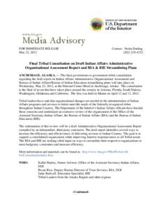 FOR IMMEDIATE RELEASE May 22, 2012 Contact: Nedra Darling[removed]