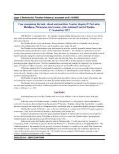 page 1| Delimitation Treaties Infobase | accessed on[removed]Case concerning the land, island and maritime frontier dispute (El Salvador, Honduras; Nicaragua intervening), International Court of Justice, 11 September