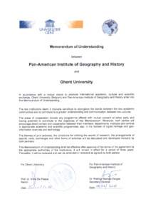 UNIVERSITEIT GENT Memorandum of Understanding between