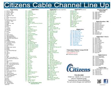 Basic-Analog 2^ KDKA 2 - CBS 3^ Local Information 4^ WTAE 4 - ABC 5^ WPCW - CW 6^ WPGH 53 - FOX