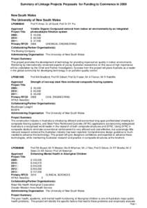 Linkage Projects - Successful Linkage Projects Round 2 proposals by State/Organisation for funding commencing in[removed]The University of New South Wales