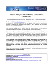 FP7 Quick info for National Contact Points
               FP7 Quick info for National Contact Points