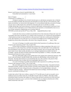 Southern Campaign American Revolution Pension Statements & Rosters Bounty Land Warrant of Jacob Curle BLWt2041-100 Transcribed and annotated by C. Leon Harris VA